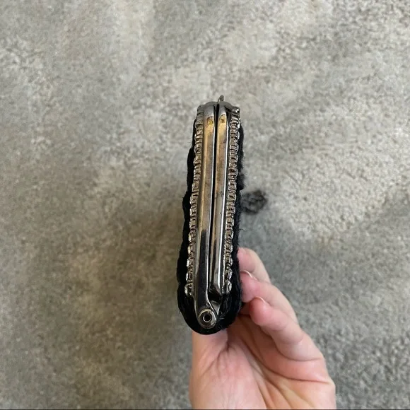 Clara Kasavina Black Fur Swarovski Crystal Embellished Evening Bag Clutch - Picture 5 of 11